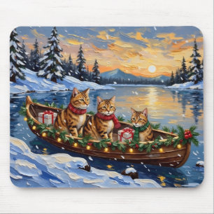 Alfombrilla De Ratón Gato Abisinio Navidad Barco Fiesta