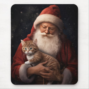 Alfombrilla De Ratón Gato abisino con Navidades festivos de Santa Claus