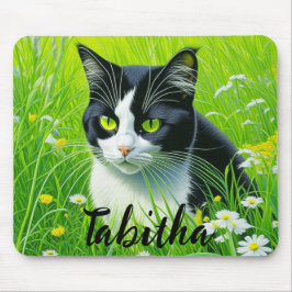 Alfombrilla De Ratón Gato Adorable Personalizado en un campo de Daisies