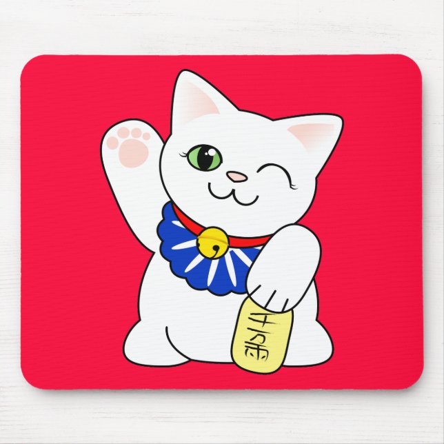 Alfombrilla De Ratón Gato afortunado de Maneki Neko (Frente)
