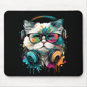alfombrilla de ratón gato amante de la música 