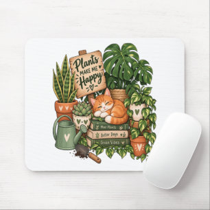 Alfombrilla De Ratón Gato Amante de Plantas Adorable – Las Plantas Me H