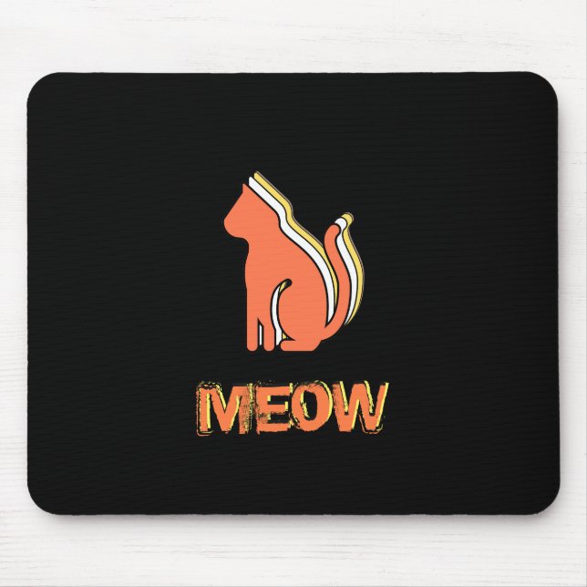 Alfombrilla De Ratón Gato, animal Naranja y amarillo, arte pop abstract (Frente)