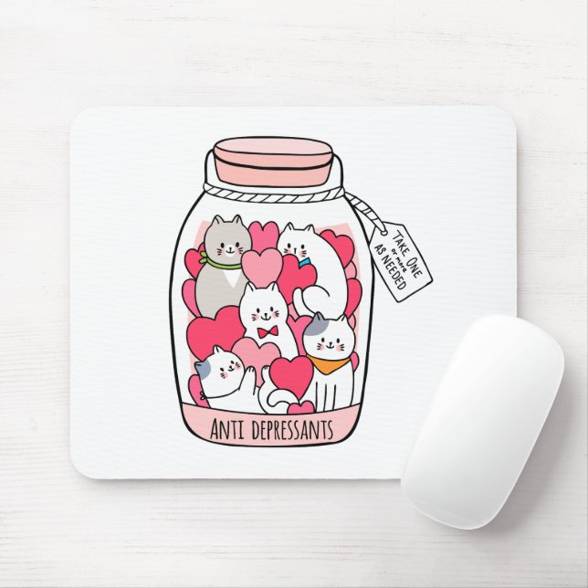 Alfombrilla De Ratón Gato antidepresivo divertido regalo para el amante (Con ratón)