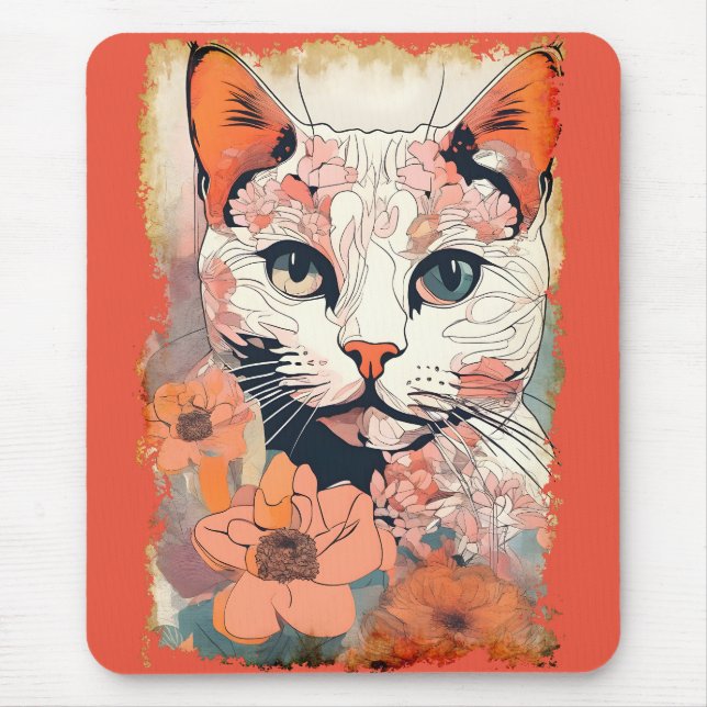 Alfombrilla De Ratón Gato Artístico (Frente)