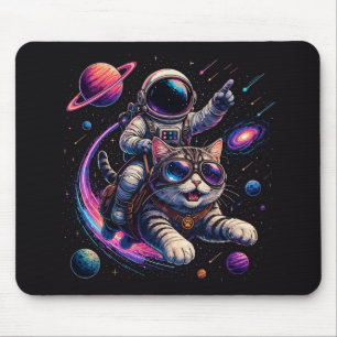 Alfombrilla De Ratón Gato astronauta viajando a través del espacio