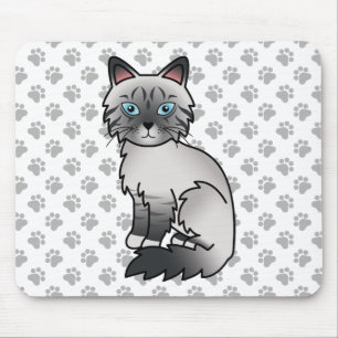 Alfombrilla De Ratón Gato atigrado azul Birman / Ragdoll Lindo & Huella