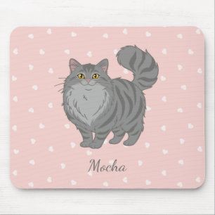 Alfombrilla De Ratón Gato atigrado gris de pelo largo personalizado