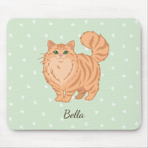 Alfombrilla De Ratón Gato Atigrado Naranja de Pelo Largo Personalizado