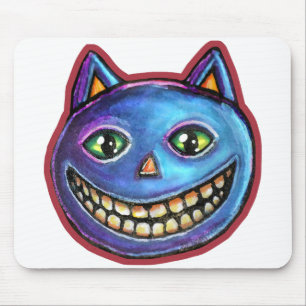 Alfombrilla De Ratón Gato Azul Sonriente Vintage Halloweenies