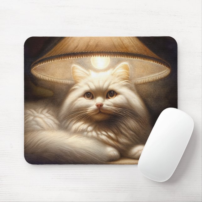 Alfombrilla De Ratón Gato bajo una pintura de lampshade (Con ratón)
