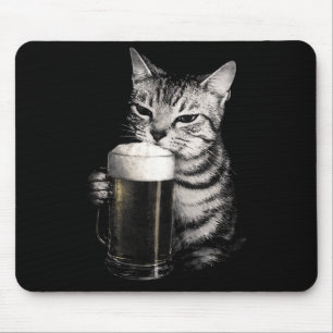 Alfombrilla De Ratón Gato bebe cerveza divertido meme hombres mujeres c