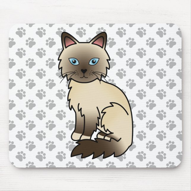 Alfombrilla De Ratón Gato Birman / Ragdoll de Chocolate Point Cute Cat  (Frente)