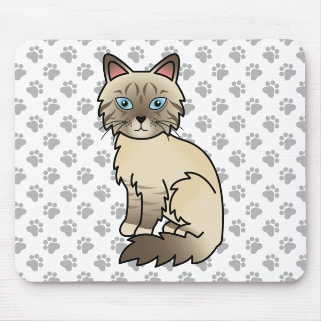 Alfombrilla De Ratón Gato Birman / Ragdoll de Chocolate Point Tabby & P (Frente)