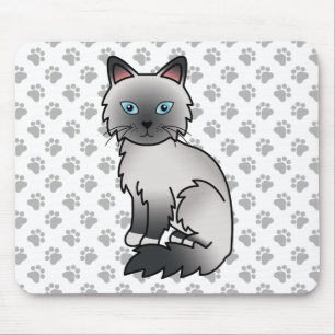 Alfombrilla De Ratón Gato Birman / Ragdoll de punto azul & patas lindas