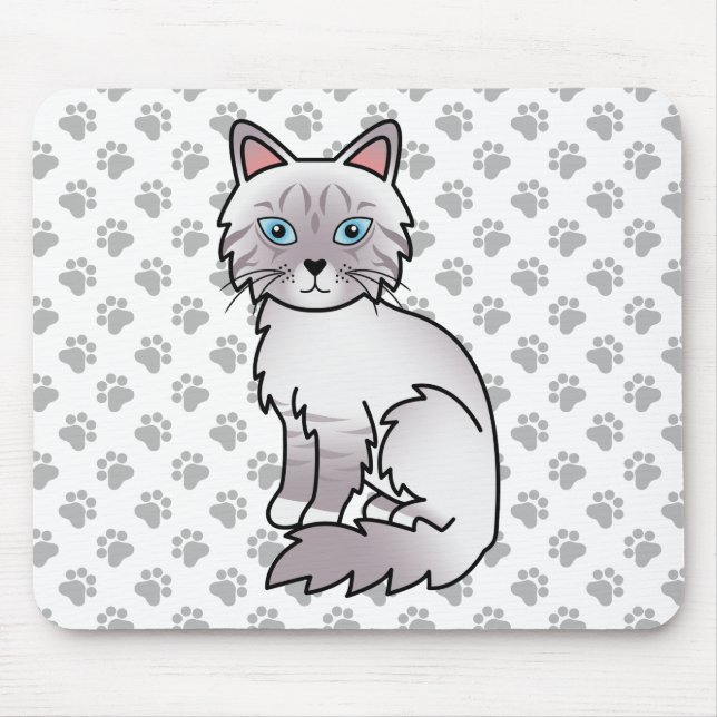 Alfombrilla De Ratón Gato Birman / Ragdoll Tabby de Punta Lila & Patas  (Frente)