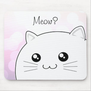 Alfombrilla De Ratón Gato blanco del gatito del kawaii lindo
