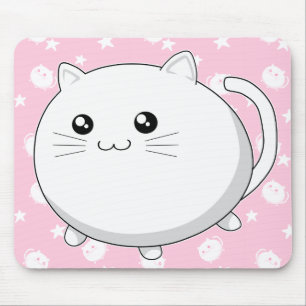 Alfombrilla De Ratón Gato blanco lindo del gatito de Kawaii