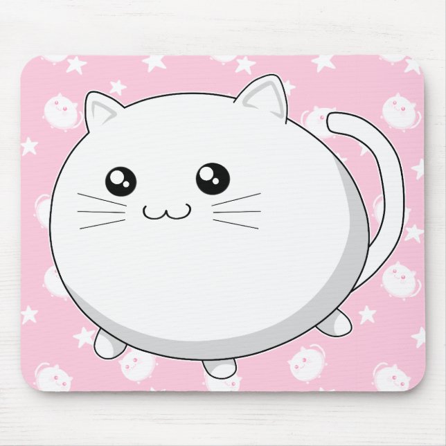 Alfombrilla De Ratón Gato blanco lindo del gatito de Kawaii (Frente)
