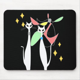 Alfombrilla De Ratón Gato blanco moderno de los mediados de siglo