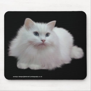 Alfombrilla De Ratón Gato blanco mullido