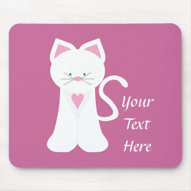 Alfombrilla De Ratón Gato blanco (personalizable) (Frente)