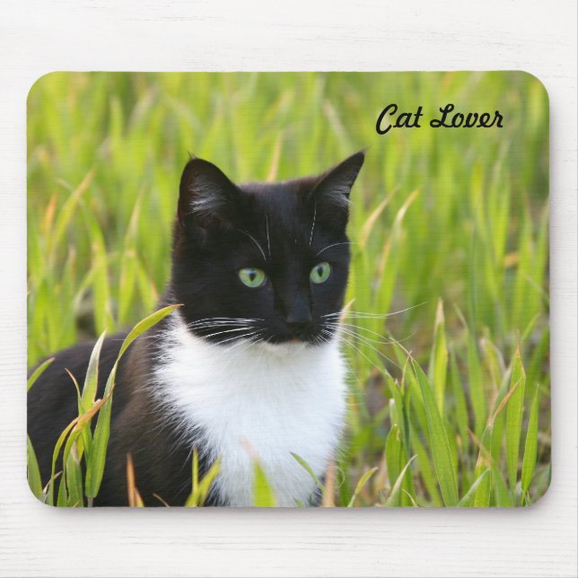 Alfombrilla De Ratón Gato blanco y negro Mousepad (Frente)