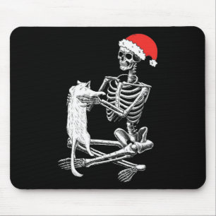 Alfombrilla De Ratón Gato Calavera Navidad
