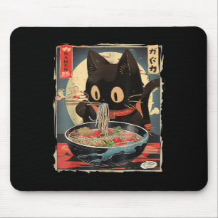 Alfombrilla De Ratón Gato comiendo fideos Ramen Noodle Divertido japoné