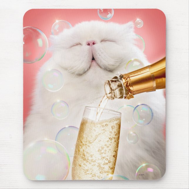 Alfombrilla De Ratón Gato con champán (Frente)