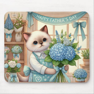 Alfombrilla De Ratón Gato con flores para regalo del Día del Padre