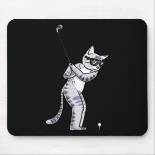 Alfombrilla De Ratón Gato Con Golf Club Golf Jugador Golfer
