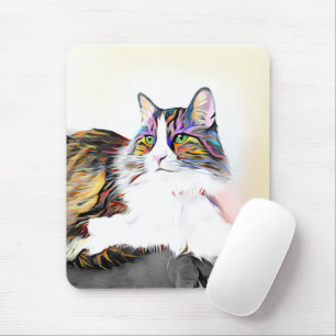 Alfombrilla De Ratón Gato con hermosa piel de arco iris