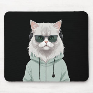 Alfombrilla De Ratón Gato con Hoodie Gracioso arte de caracter animal e