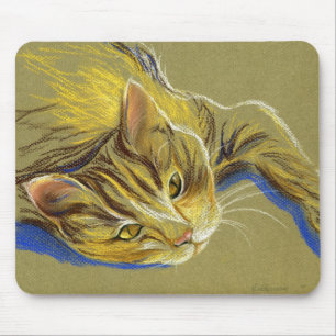 Alfombrilla De Ratón Gato con ojos de oro - Dibujo Pastel