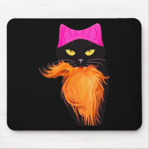 Alfombrilla De Ratón Gato Dama Contra Naranja Felon 2024 Halloween Tee