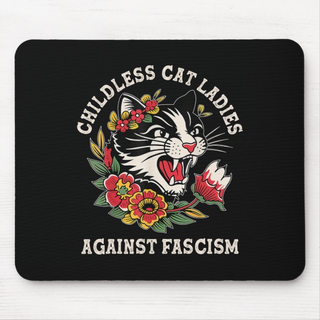 Alfombrilla De Ratón Gato Damas contra el fascismo Feminista Gato 1 (Frente)