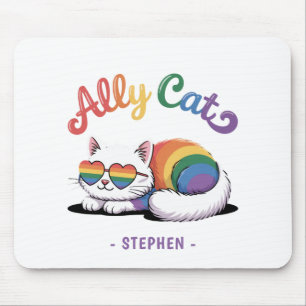 Alfombrilla De Ratón Gato de Ally - Orgullo Gay Blanco (2)