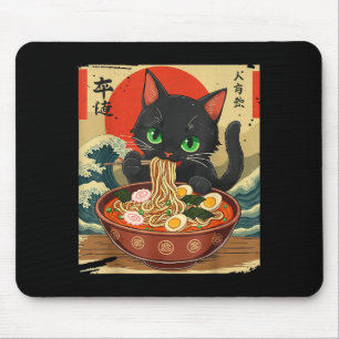 Alfombrilla De Ratón Gato de Anime Comiendo Ramen Arte Japonés Gráfico 