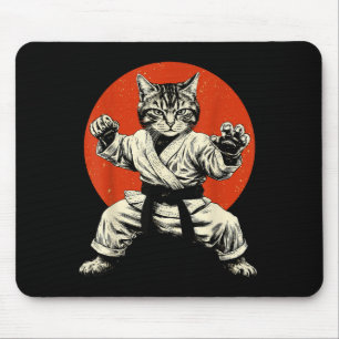 Alfombrilla De Ratón Gato de Artes Marciales Karate Judo Bandera Japone