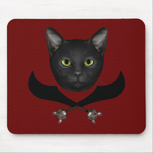 Alfombrilla De Ratón Gato de bandera pirata