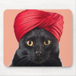 Alfombrilla De Ratón Gato De Bombay Con Un Turbán