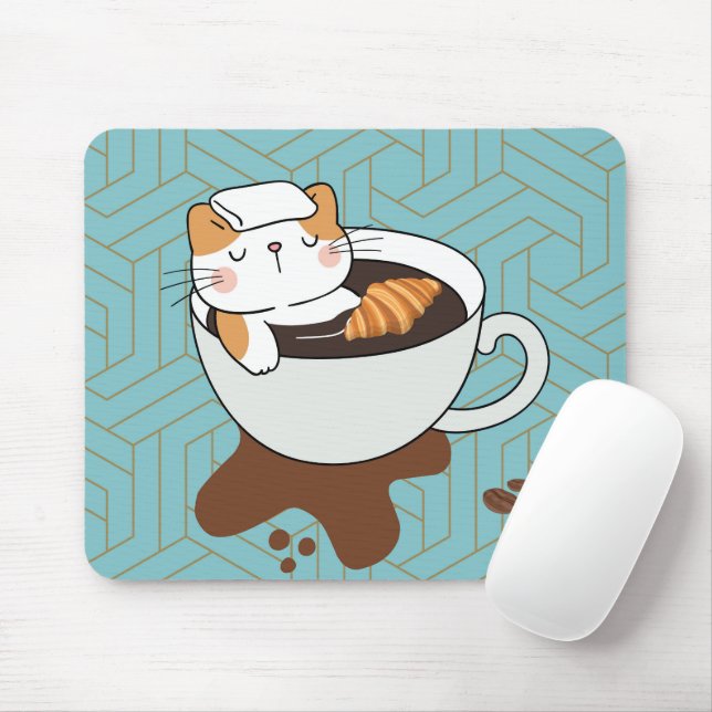 Alfombrilla De Ratón 	 Gato de café (Con ratón)
