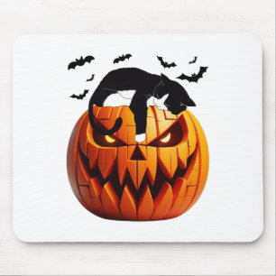 Alfombrilla De Ratón Gato de calabaza Tuxedo Halloween Trae Emoción A