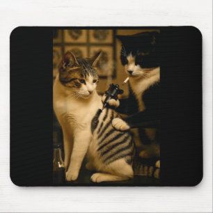Alfombrilla De Ratón Gato de cigarrillo vintage fumando tatuaje artista