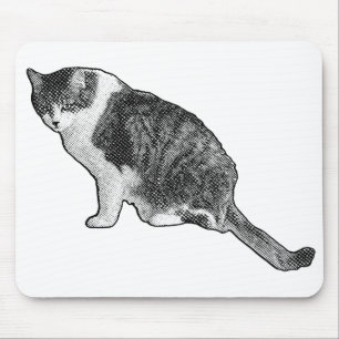 Alfombrilla De Ratón Gato de Cómic Sentado Listo Para Impulsar Cada Día