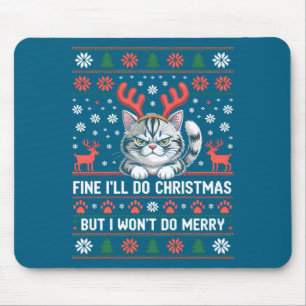 Alfombrilla De Ratón Gato de Cuerno Enojado Suéter Feo de Navidad Diver