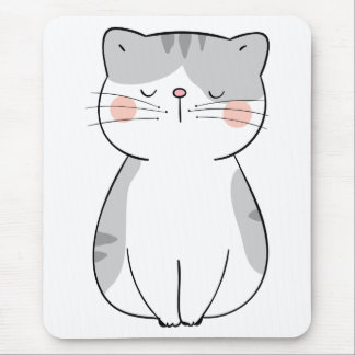 Alfombrilla De Ratón Gato de gatito blanco grisáceo personalizado