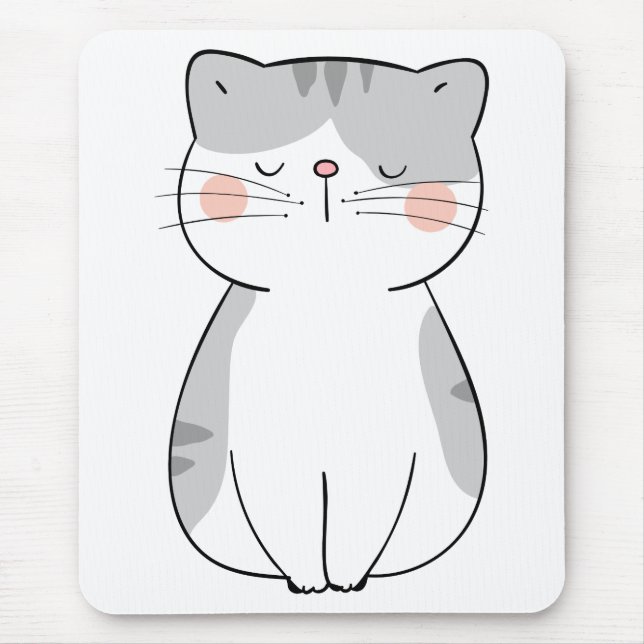 Alfombrilla De Ratón Gato de gatito blanco grisáceo personalizado (Frente)