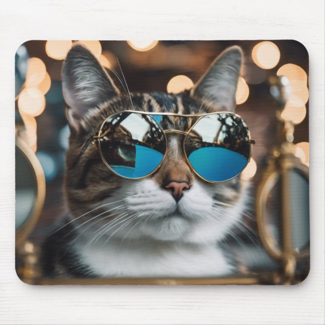 Alfombrilla De Ratón Gato de Guay con gafas de sol, gato (Frente)